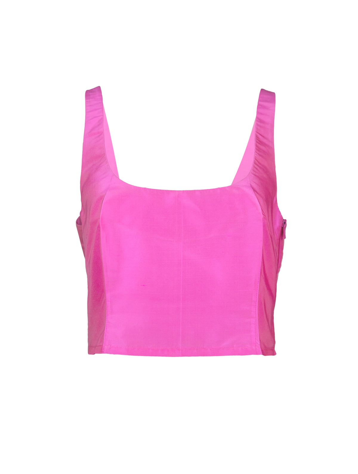 Crop-Top aus 100% Dupionseide, breiten Trägern, Ballerina Ausschnitt und seitlichem Reißverschluss