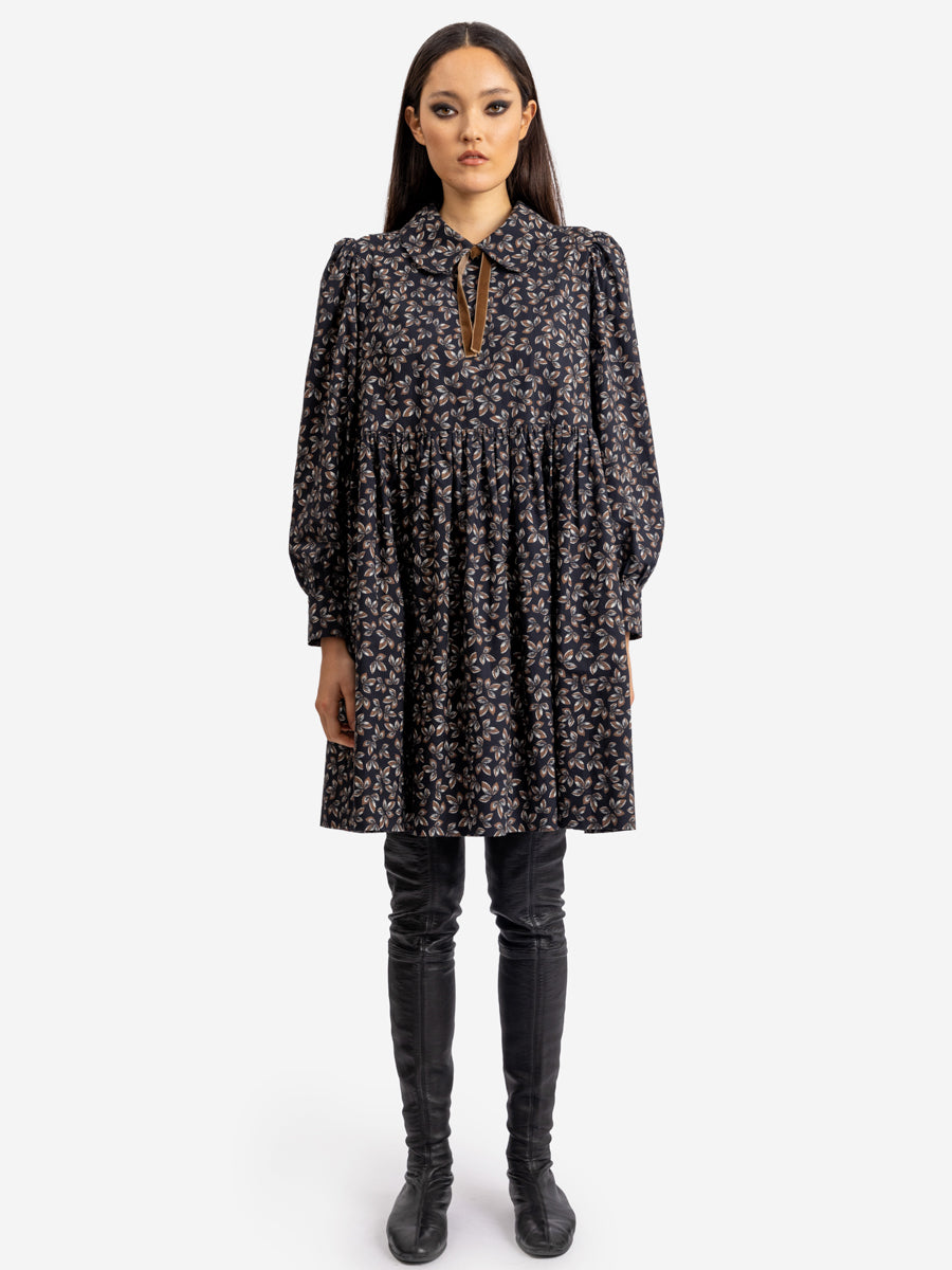 Kurzes, gemustertes Kleid Heiba aus 100% Bio-Baumwolle von Helene Galwas