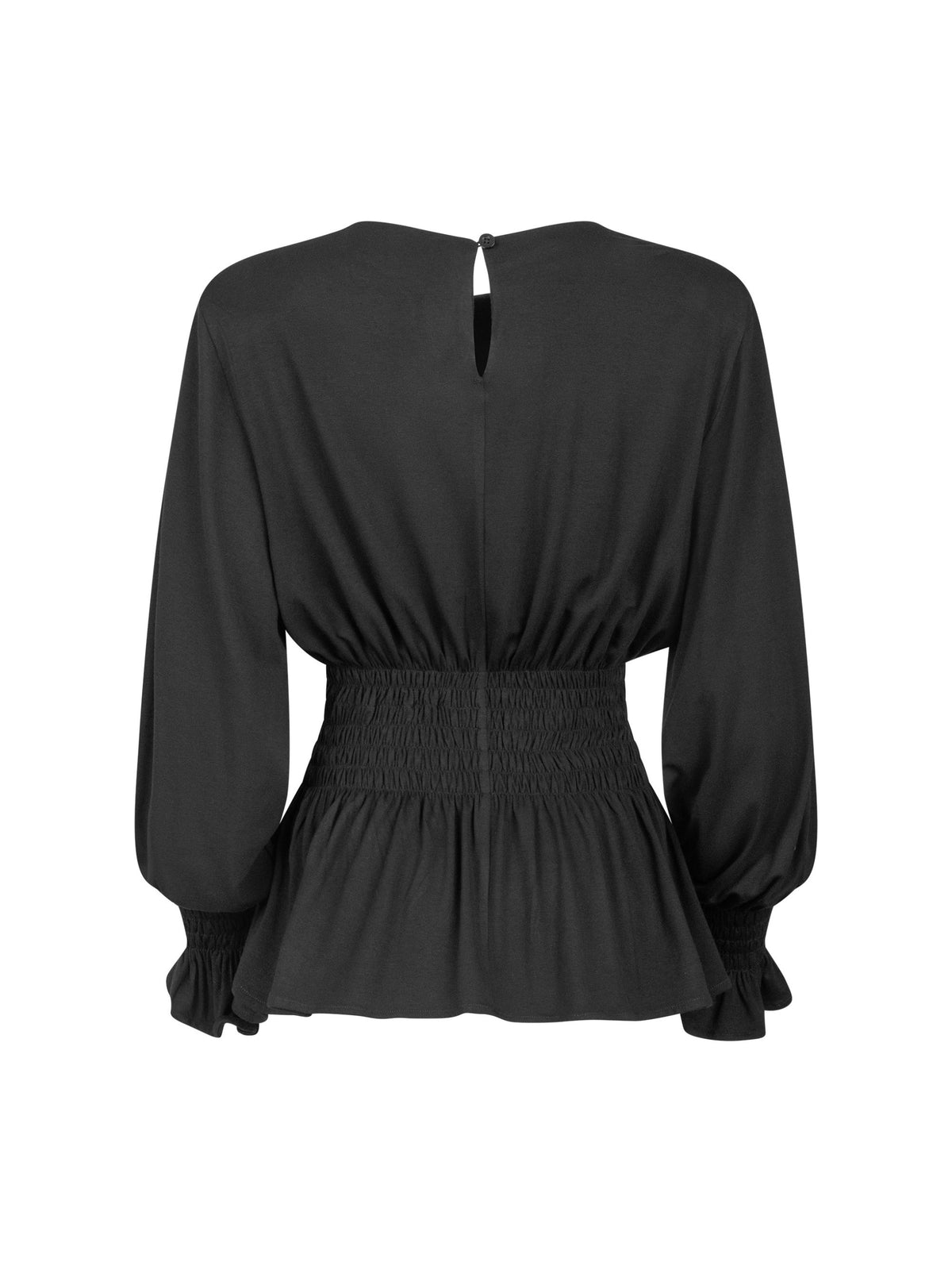 Longsleeve mit Rundhalsausschnitt und elastischem Taillenbund und Bündchen. Hergestellt aus zertifizierter Viskose und Lyocell.