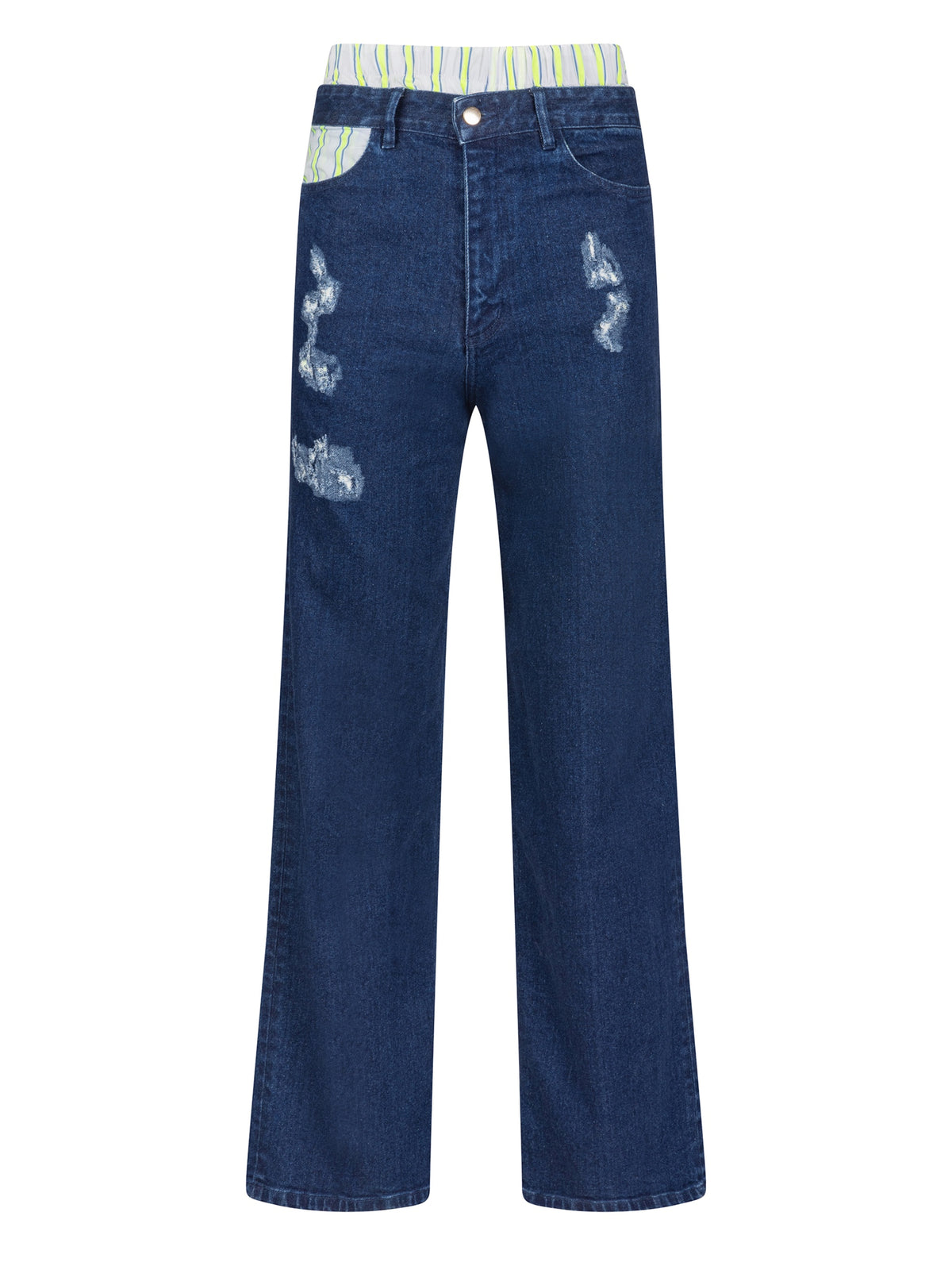 2-in-1 Jeans mit weitem Hosenbein und Destroyed-Look und verschiedenen Tragemöglichkeiten mit den integrierten Shorts