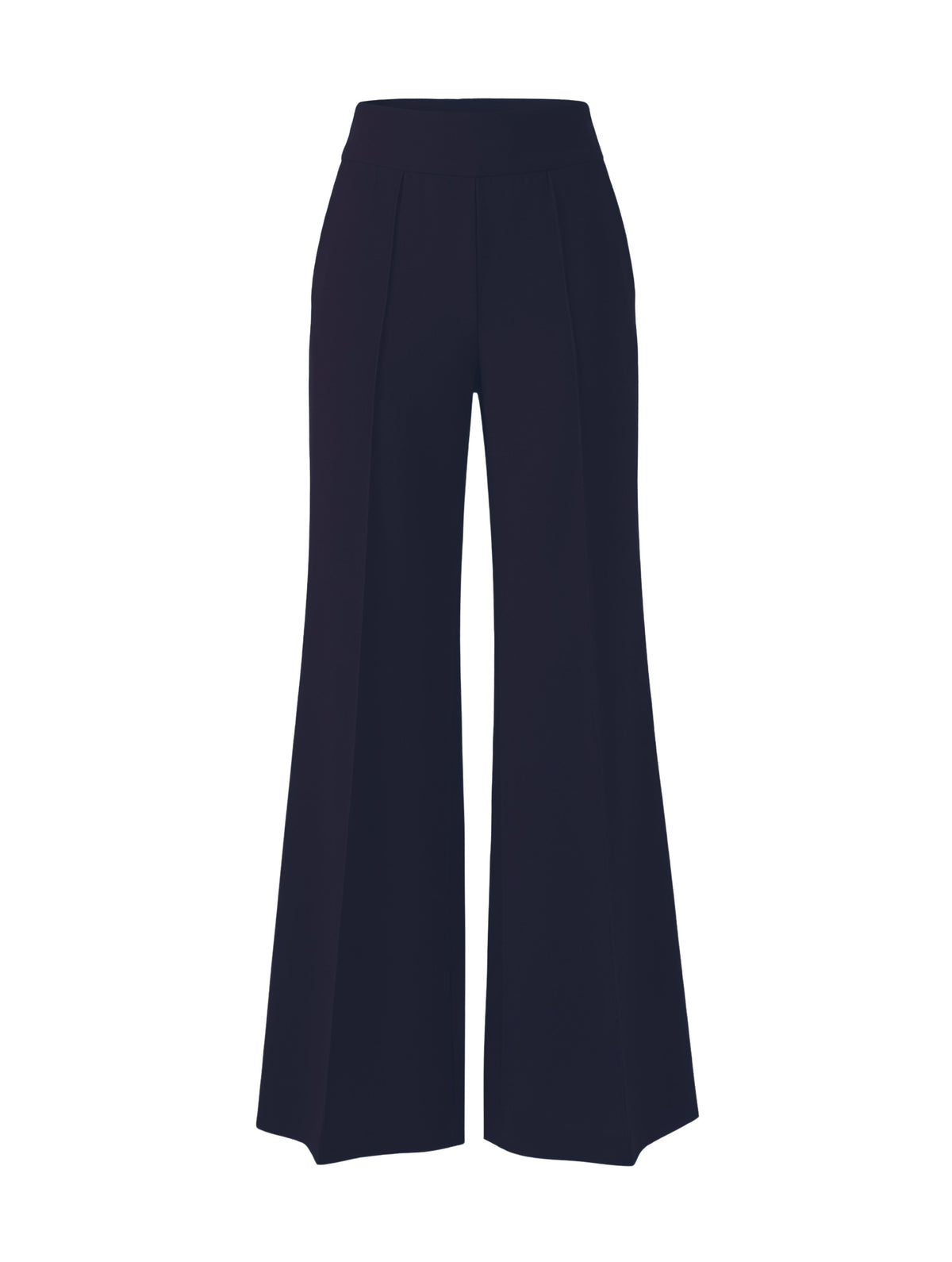 Die Hose Tanja in klassischem Navy überzeugt mit klarer Linienführung, eleganter Wide-Leg-Silhouette und hohem Bund mit elastischem Taillenband für eine bequeme, schmeichelhafte Passform.