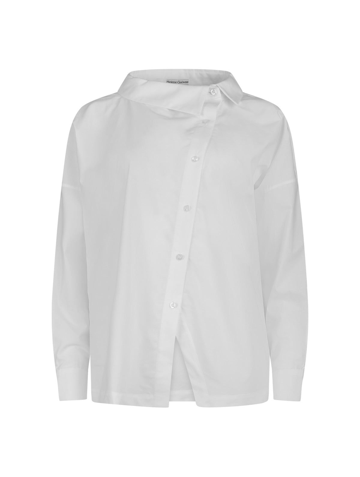 Locker geschnittene Bluse mit Stehkragen und schräger Knopfleiste auf der Vorderseite. Hergestellt aus Naturfasern.