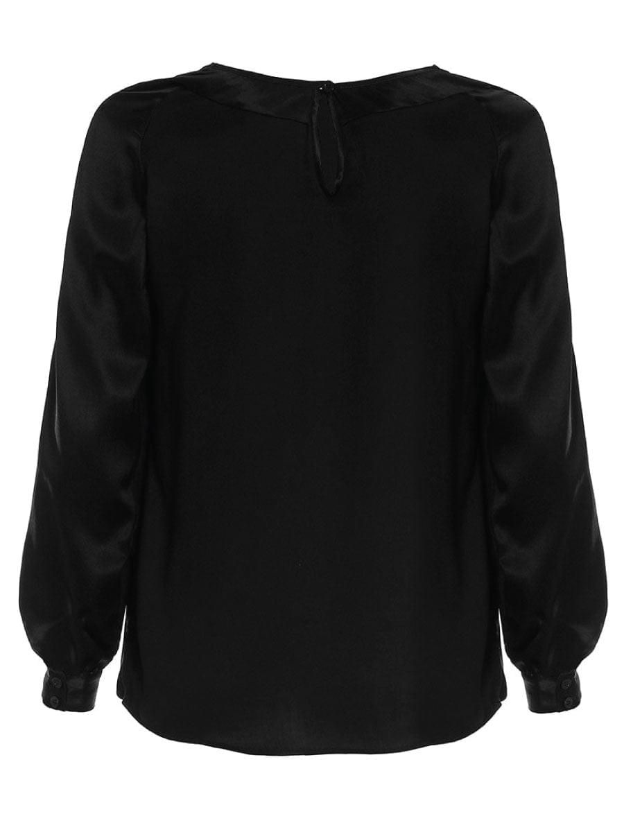 Alina long sleeves black Blouse. Schwarz Langarmbluse