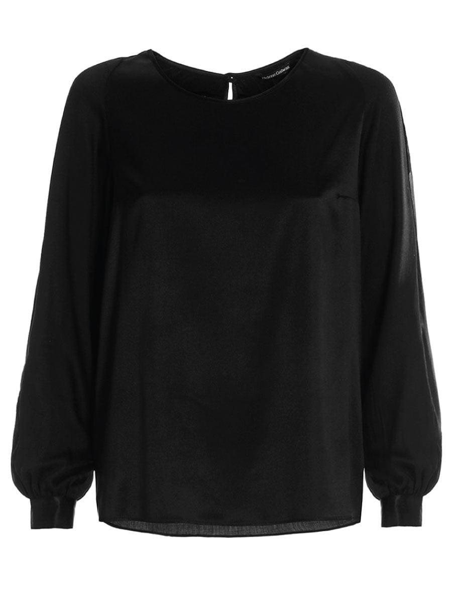 Alina long sleeves black Blouse. Schwarz Langarmbluse