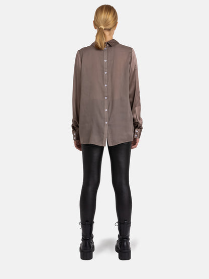 Langärmelige Seidenbluse Helga aus 100% italienischer Satinseide und Seidenbatist von Helene Galwas