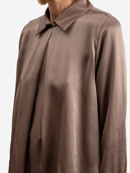 Langärmelige Seidenbluse Helga aus 100% italienischer Satinseide und Seidenbatist von Helene Galwas