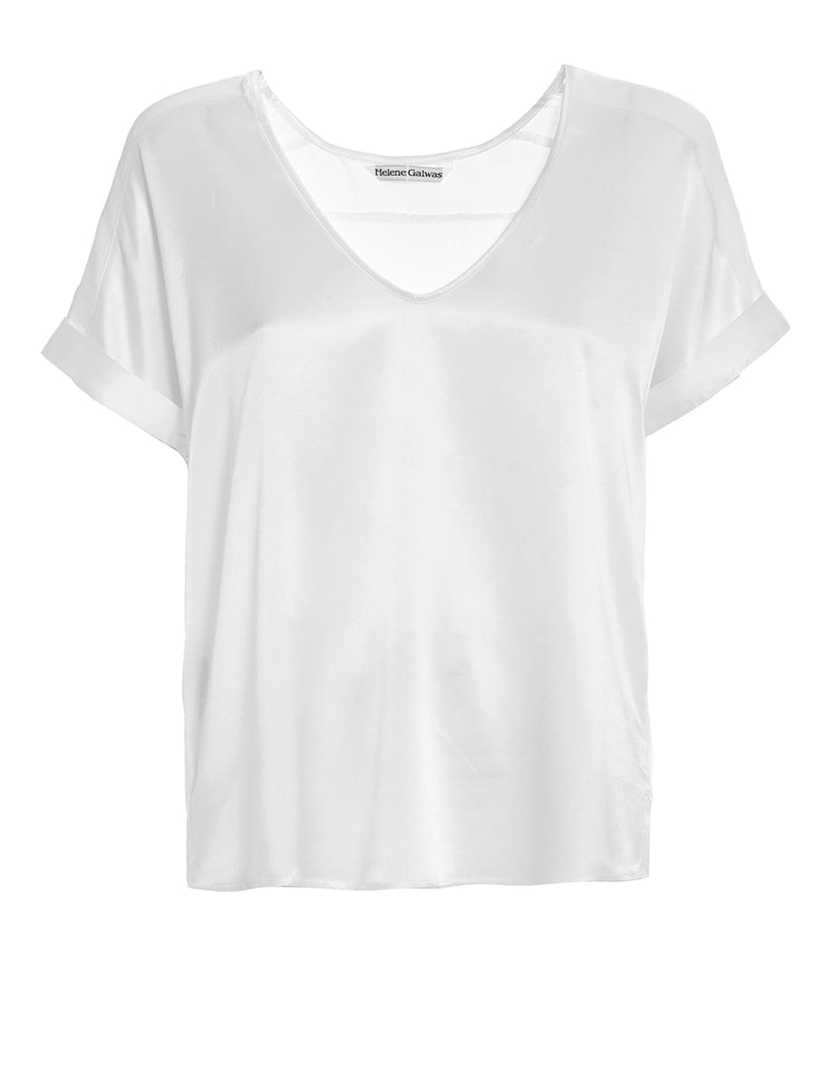 T-Shirt aus Seide mit Details aus 100% Viskose, weiten Ärmeln und geschmackvollen Details an den Schultern