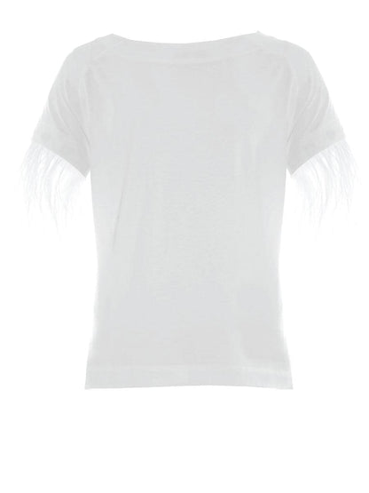 T-Shirt aus Viskose mit hohem Tragekomfort und abknöpfbaren Federn an den Ärmeln