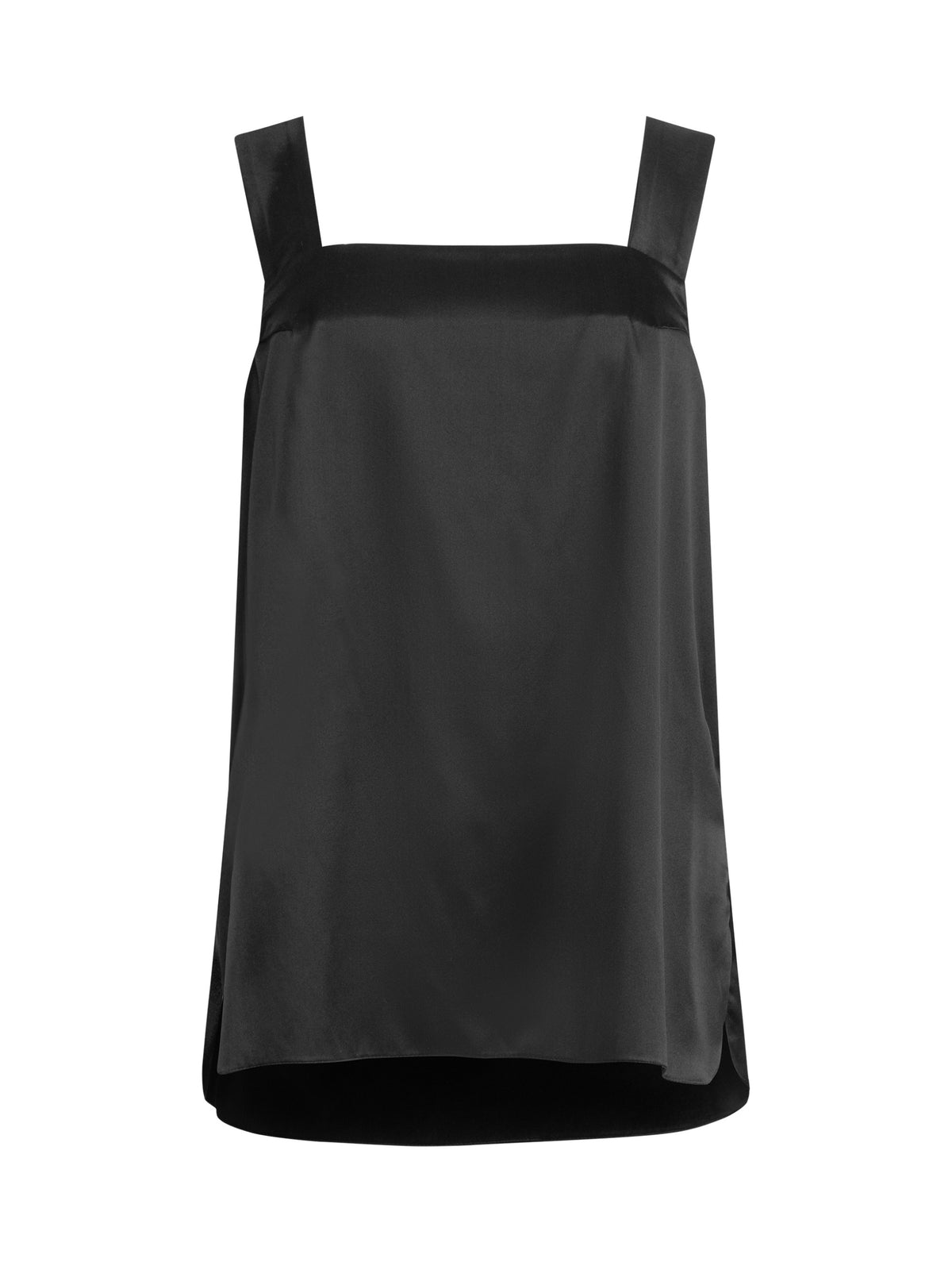 Tanktop aus Seidensatin mit breiten Trägern und Brustabnähern, sowie kleinen Einsätzen am Saumende an den Seitennähten. Dieses Produkt ist Teil unserer Reborn Linie.